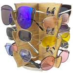 Load image into Gallery viewer, Bamboo Rotating Sunglasses Rack - 12-Pair – Wavy Collection showing sample glasses

