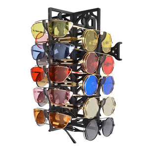 Wall Mounted Black Wood Sunglasses Rack - 15-Pair - Dancer Collection