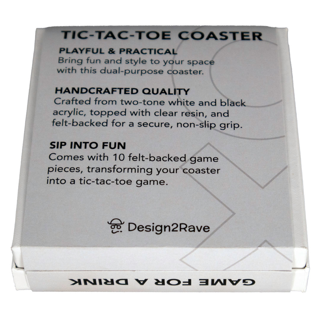 Tic Tac Toe Coaster - Black with White Game Pieces