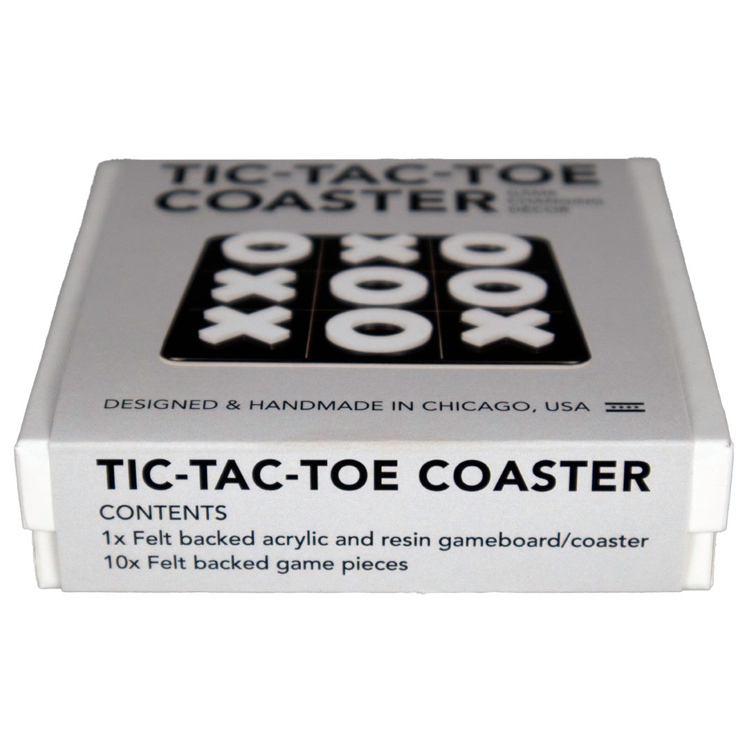 Tic Tac Toe Coaster - Black with White Game Pieces