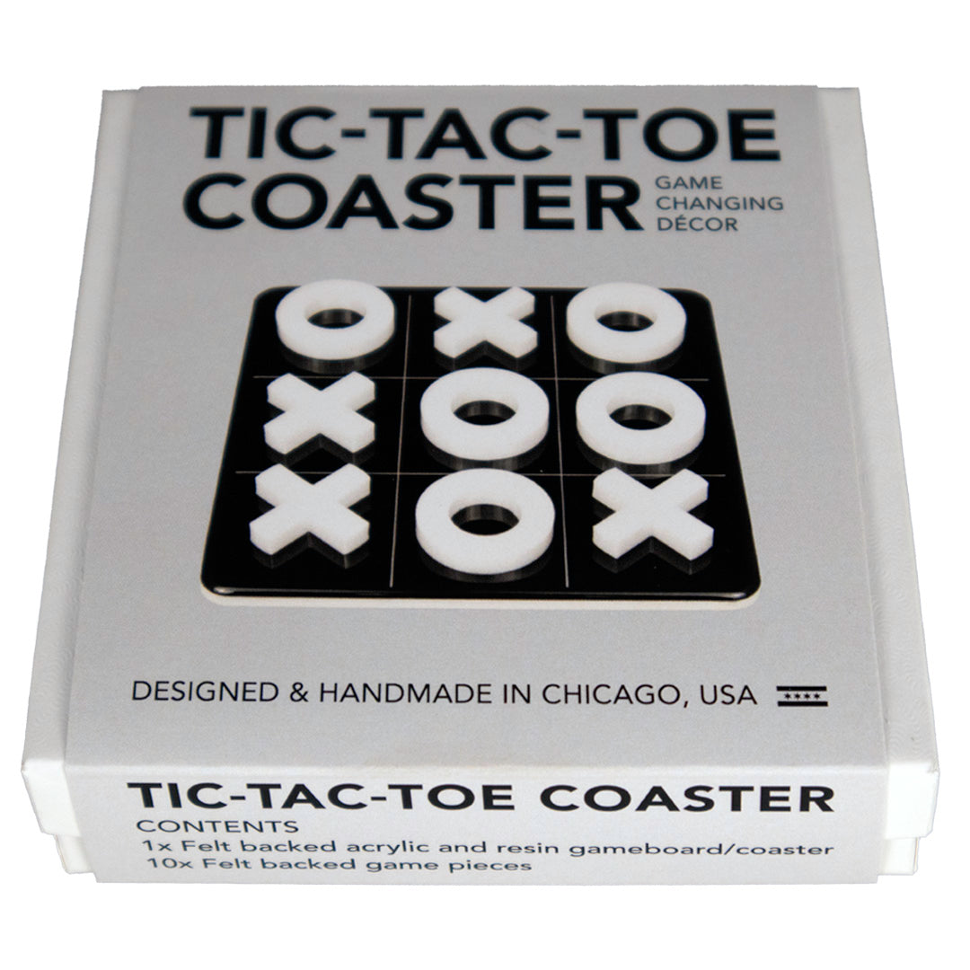 Tic Tac Toe Coaster - Black with White Game Pieces