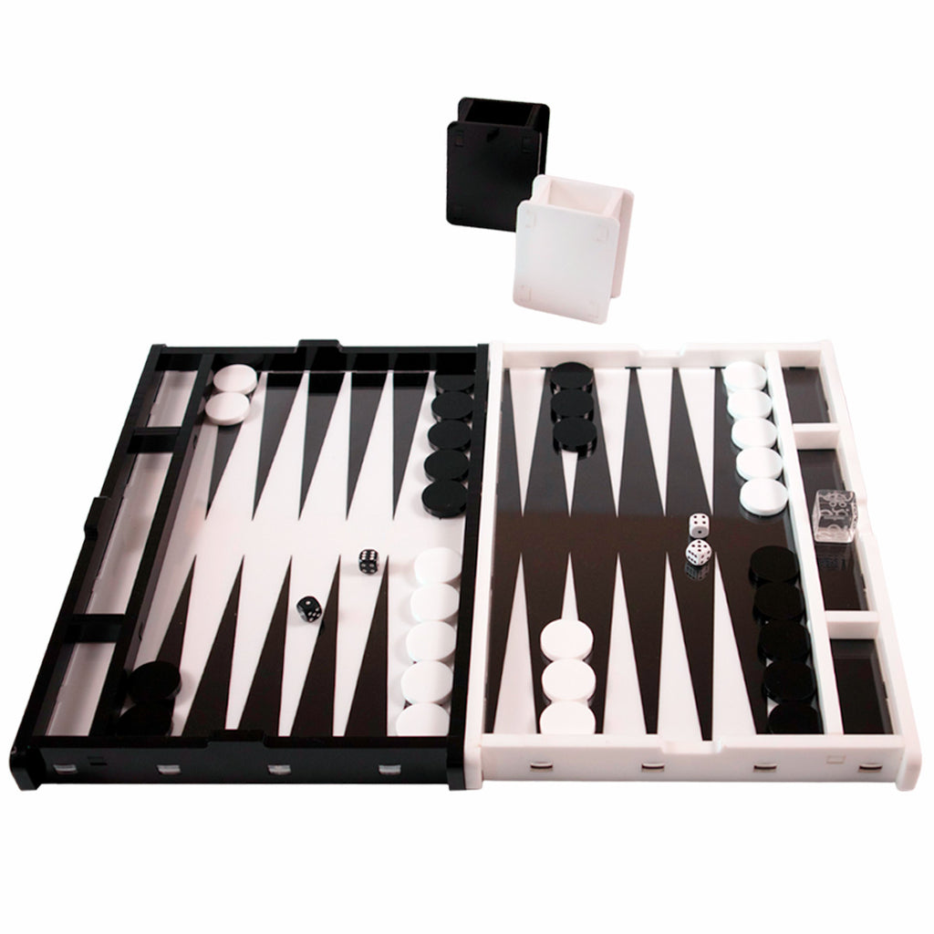 Black and White Inlaid Acrylic Backgammon Board - Game Play