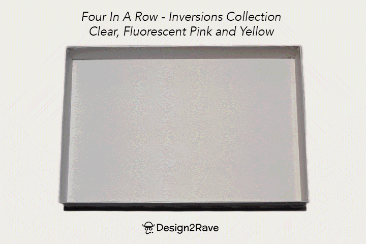 Acrylic Four In A Row – <i>Inversion Collection<i> – Clear, Fluorescent Pink and Yellow