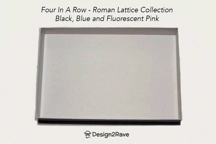Acrylic Four In A Row – <i>Roman Lattice Collection<i> – Black, Blue and Fluorescent Pink