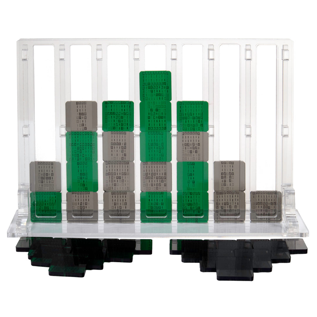 Acrylic Four In A Row – Digital Rain - Clear, Green and Gray – Design2Rave