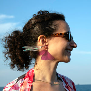 Iridescent Acrylic Dragonfly Wing Earrings - 3.75 inch
