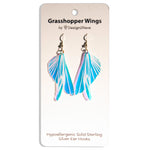 Load image into Gallery viewer, Iridescent Acrylic Grasshopper Wing Earrings - 2.75 inch
