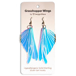 Load image into Gallery viewer, Iridescent Acrylic Grasshopper Wing Earrings - 3.75 inch
