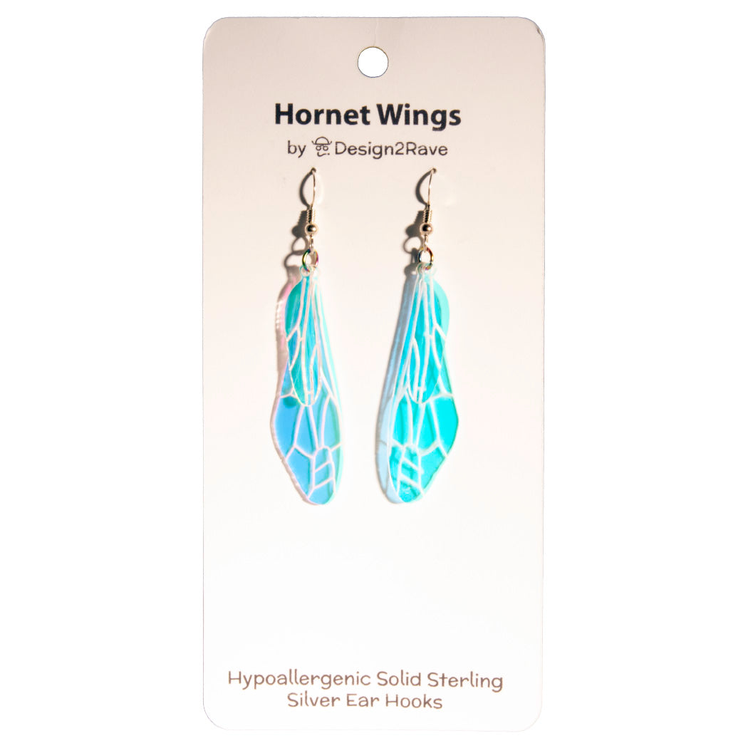 Iridescent Acrylic Hornet Wing Earrings - 2.75 inch