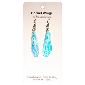 Iridescent Acrylic Hornet Wing Earrings - 2.75 inch