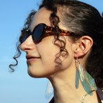 Load image into Gallery viewer, Iridescent Acrylic Hornet Wing Earrings - 3.75 inch
