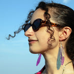 Load image into Gallery viewer, Iridescent Acrylic Hornet Wing Earrings - 3.75 inch
