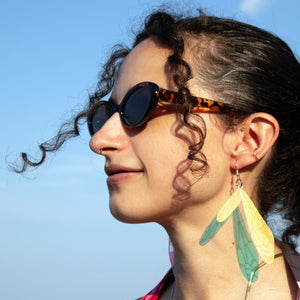 Iridescent Acrylic Hornet Wing Earrings - 3.75 inch