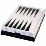 Load image into Gallery viewer, Inlaid Acrylic Backgammon Set - Black &amp; White - Medium
