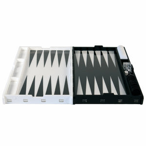 Inlaid Acrylic Backgammon Set - Black & White - Medium