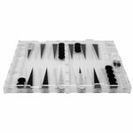 Load image into Gallery viewer, Inlaid Acrylic Backgammon - Clear, Black &amp; Smoky - Medium

