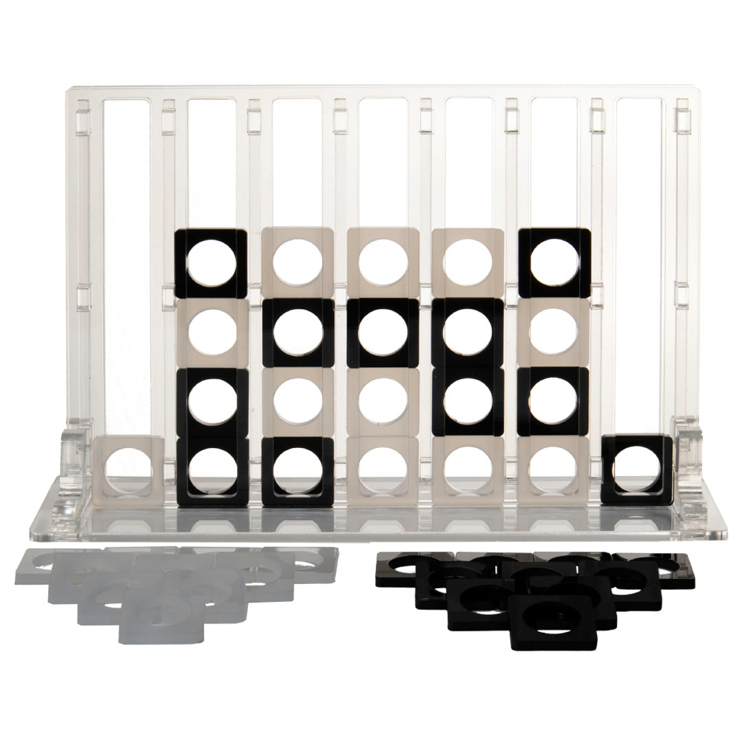 Acrylic Four In A Row – <i>Inversion Collection<i> – Clear, Black and Smoky