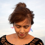 Load image into Gallery viewer, Iridescent Acrylic and Resin Insect Wing Earrings - Praying Mantis

