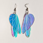 Load image into Gallery viewer, Iridescent Acrylic and Resin Insect Wing Earrings - Praying Mantis
