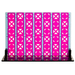 Load image into Gallery viewer, Acrylic Four In A Row – &lt;i&gt;Roman Lattice Collection&lt;i&gt; – Black, Blue and Fluorescent Pink
