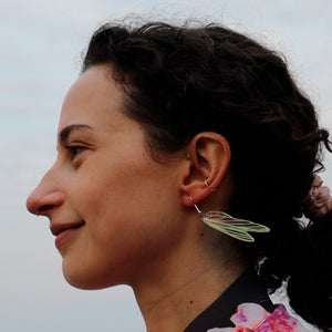 Iridescent Acrylic Praying Mantis Wing Earrings - 2.75 inch