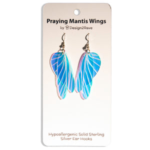 Iridescent Acrylic Praying Mantis Wing Earrings - 2.75 inch