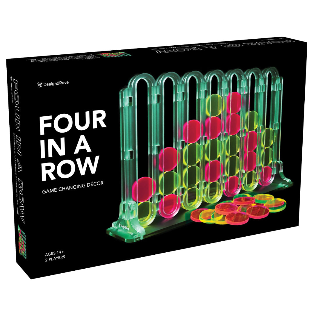 Acrylic Four In A Row Game - Seafoam Green with Translucent Pink and Yellow Game Pieces