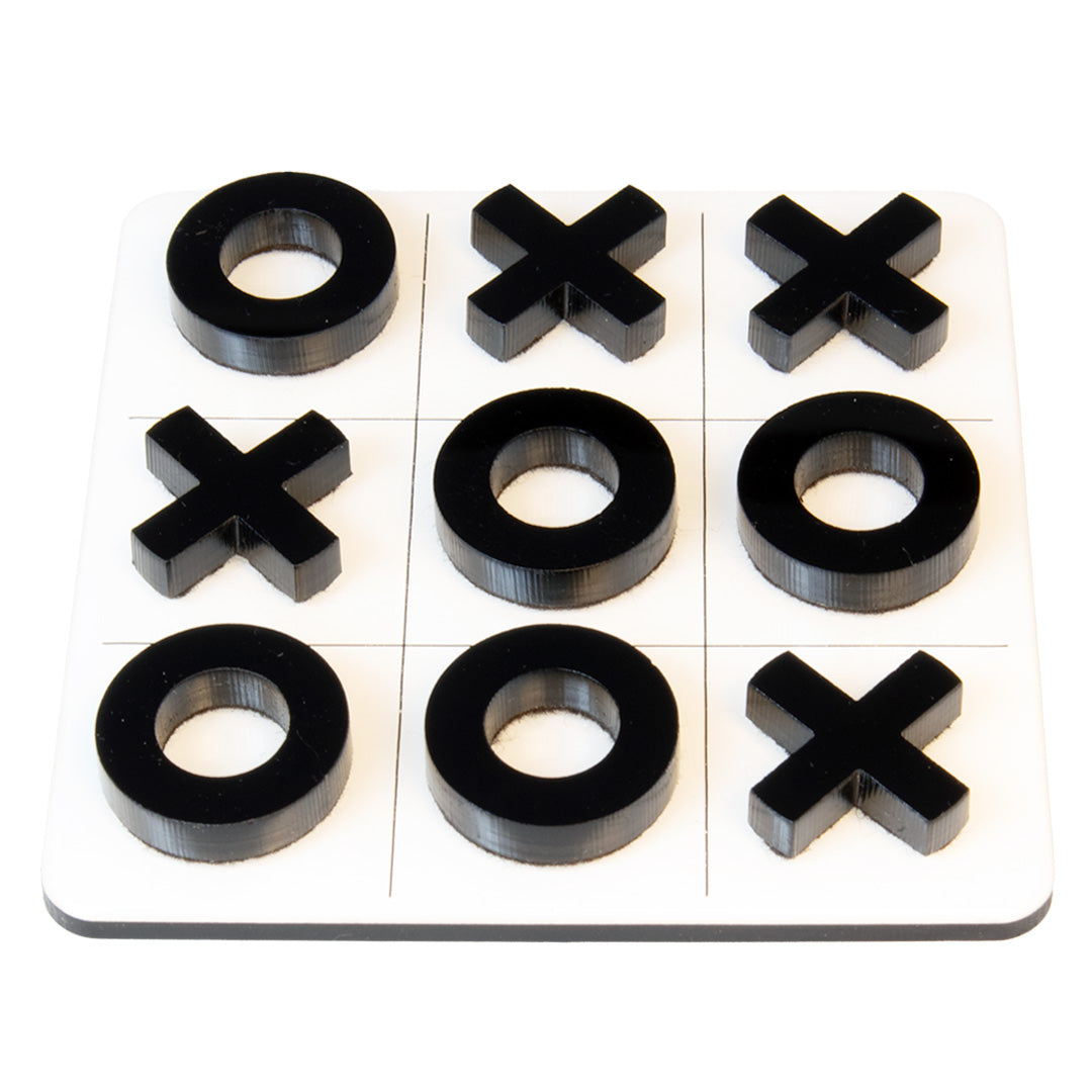 Tic Tac Toe Coaster - White with Black Game Pieces