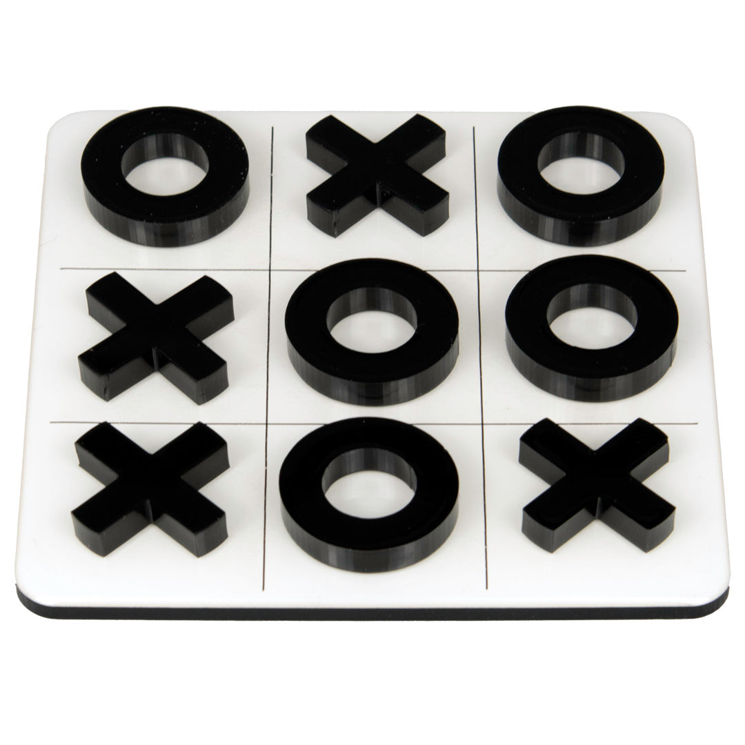 Tic Tac Toe Coaster - White with Black Game Pieces