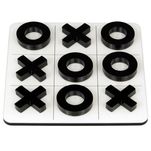 Tic Tac Toe Coaster - White with Black Game Pieces