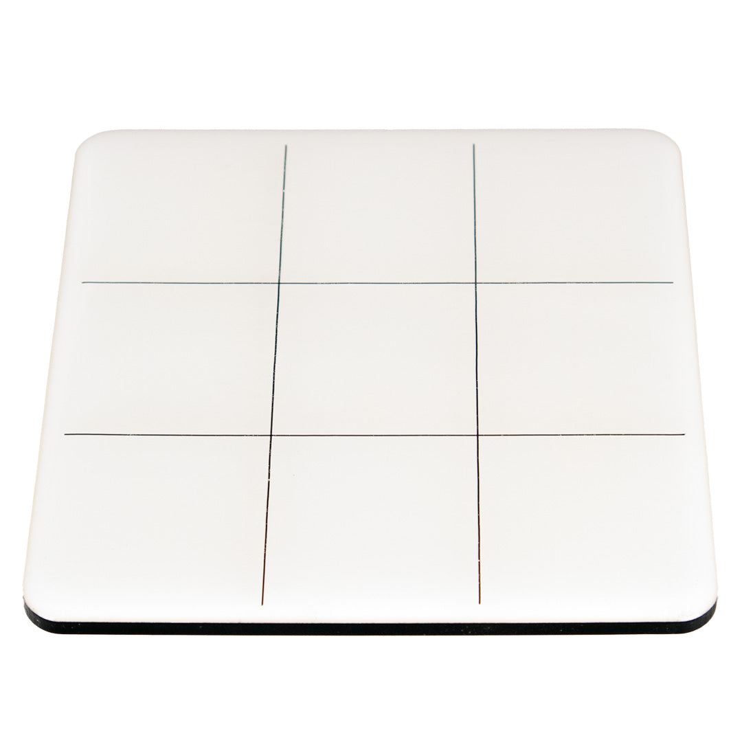 Tic Tac Toe Coaster - White with Black Game Pieces