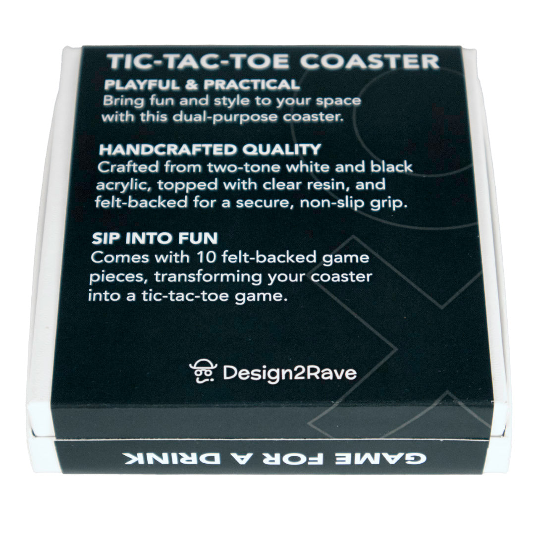 Tic Tac Toe Coaster - White with Black Game Pieces