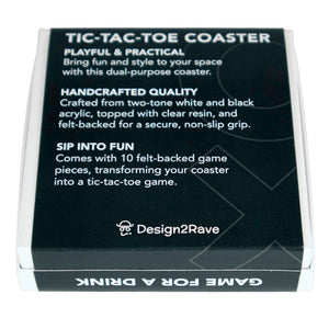 Tic Tac Toe Coaster - White with Black Game Pieces