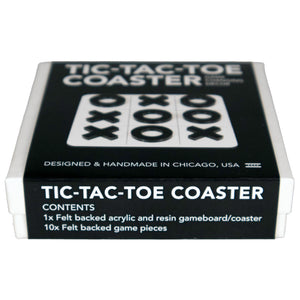 Tic Tac Toe Coaster - White with Black Game Pieces