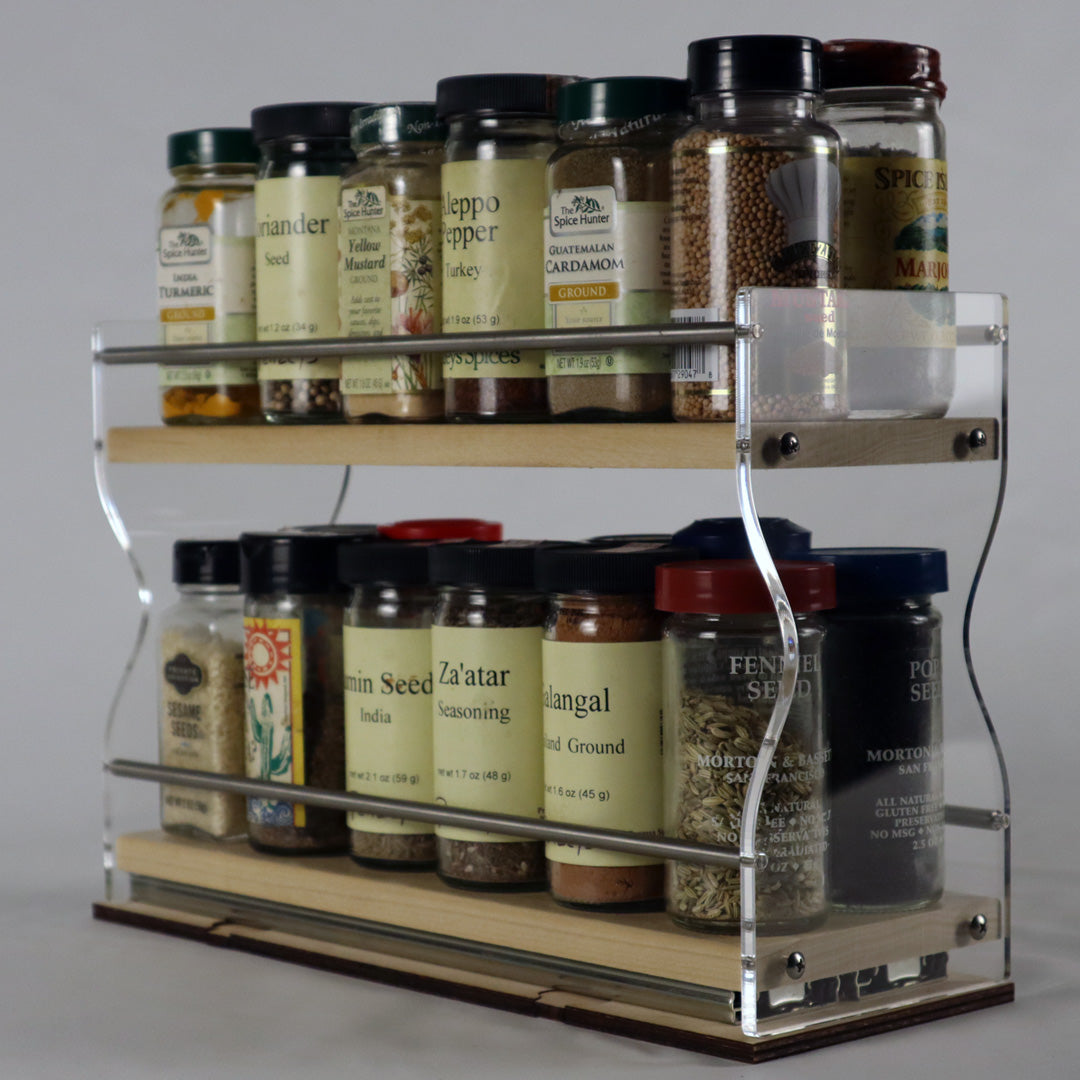 Double Wide 2 Layer 12.75" Deep Sliding Spice Rack