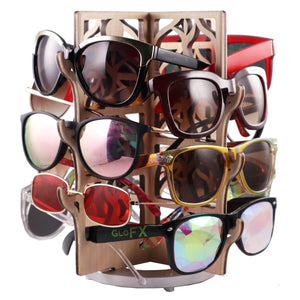 Rotating Maple Sunglasses Rack - 12-Pair - Dancer - with sunglasses