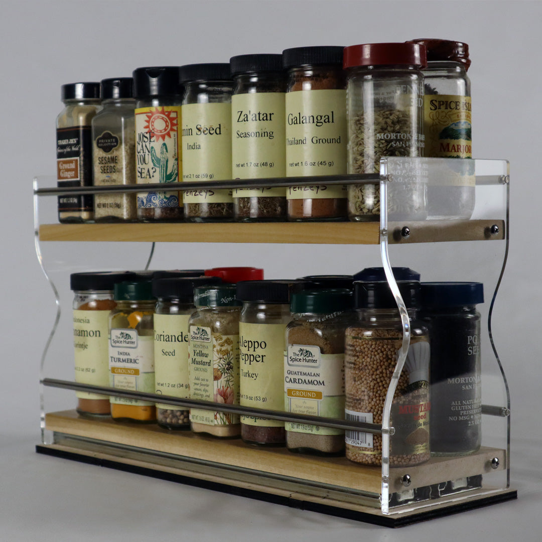 Double Wide 2 Layer 14.75" Deep Sliding Spice Rack