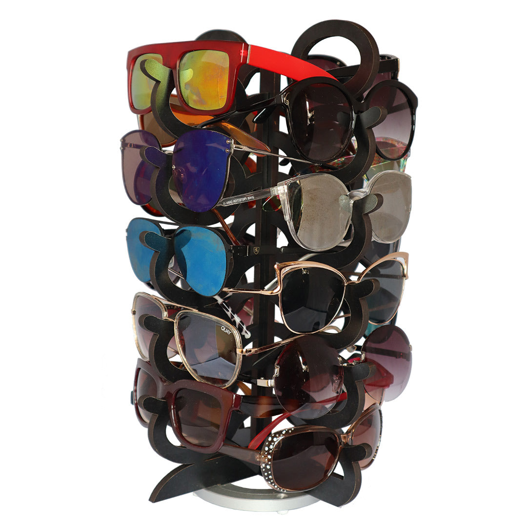 Rotating Wood Sunglasses Rack - 20-Pair - Oversized Glasses – Design2Rave