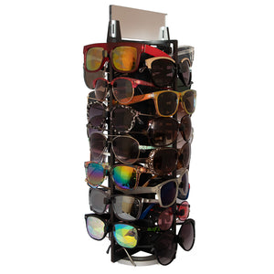 Rotating Wood Sunglasses Display - 28-Pair with Mirror  - Chinoiserie Collection - with sample glasses