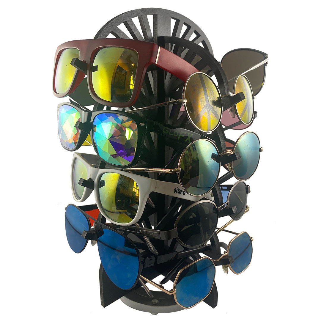 Rotating Wood Sunglasses Rack - 16-Pair - Art Deco Collection – Design2Rave