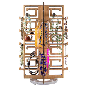 Bamboo Rotating Jewelry Organizer – Chinoiserie Collection with sample jewelry