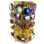 Load image into Gallery viewer, Bamboo Rotating Sunglasses Rack -  20-Pair – Wavy Collection with sample glasses
