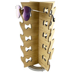Load image into Gallery viewer, Bamboo Rotating Sunglasses Rack -  20-Pair – Wavy Collection with one sample pair glasses
