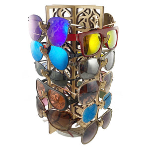 Maple Rotating Jewelry Organizer – Dancer Collection with sample sunglasses