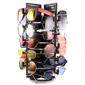 Rotating Black Wood Sunglasses Rack - 20-Pair - Medusa Collection
