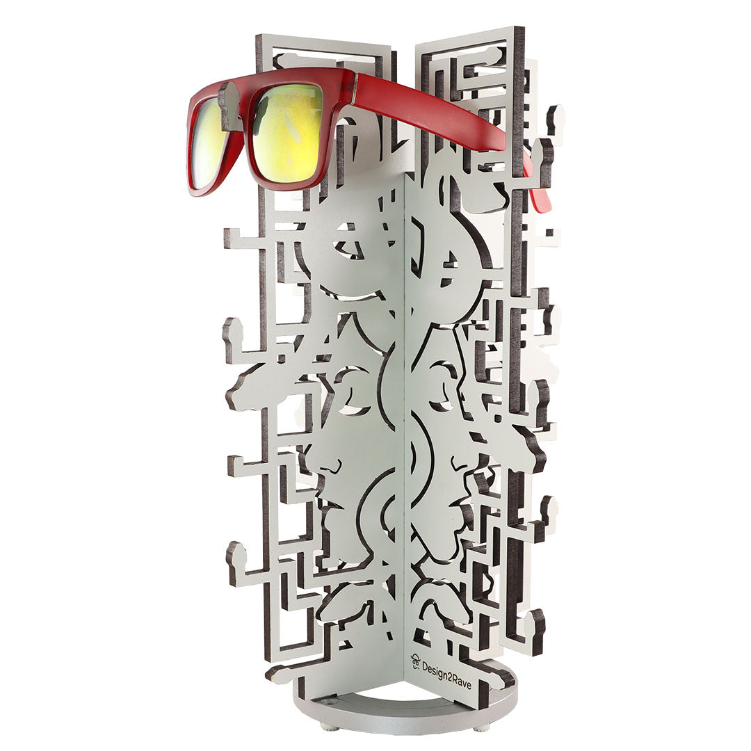 Rotating White Wood Sunglasses Rack - 20-Pair - Medusa Collection