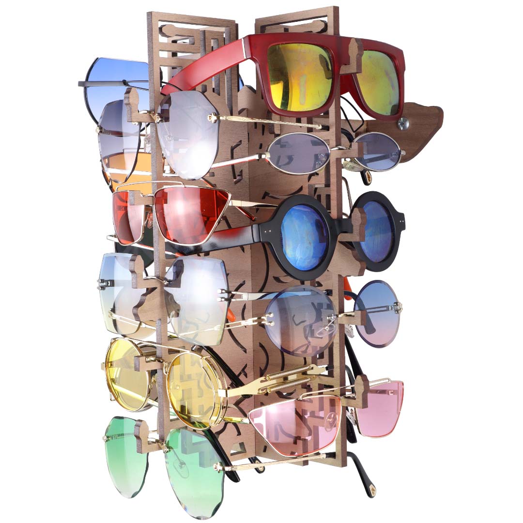 Custom Sunglasses Rack Wall Mounted Walnut Sunglasses Rack - 15-Pair - Medusa Collection ...