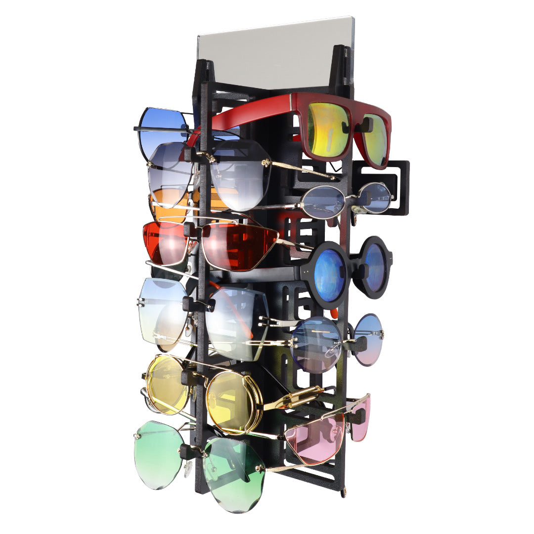 Sunglass Shelf with Mirror and sample eyewear