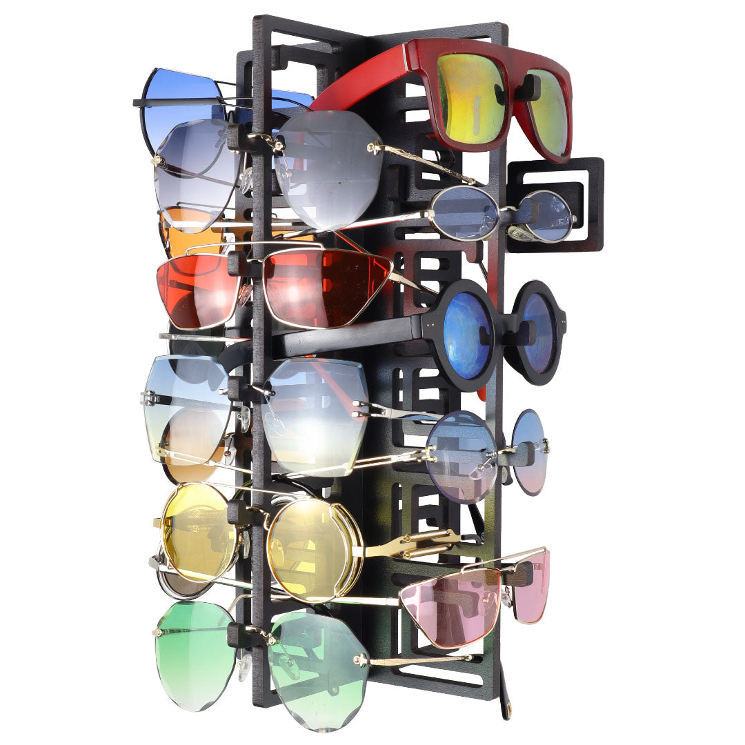 Wall Mounted Black Wood Sunglasses Rack - 15-Pair - Chinoiserie Collec ...