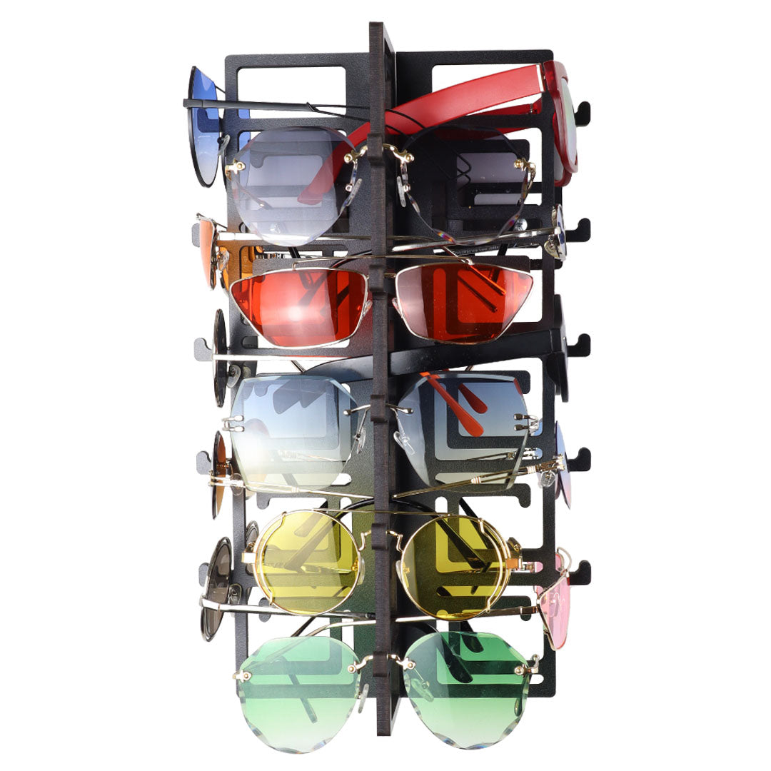 Wall Mounted Black Wood Sunglasses Rack - 15-Pair - Chinoiserie Collec ...
